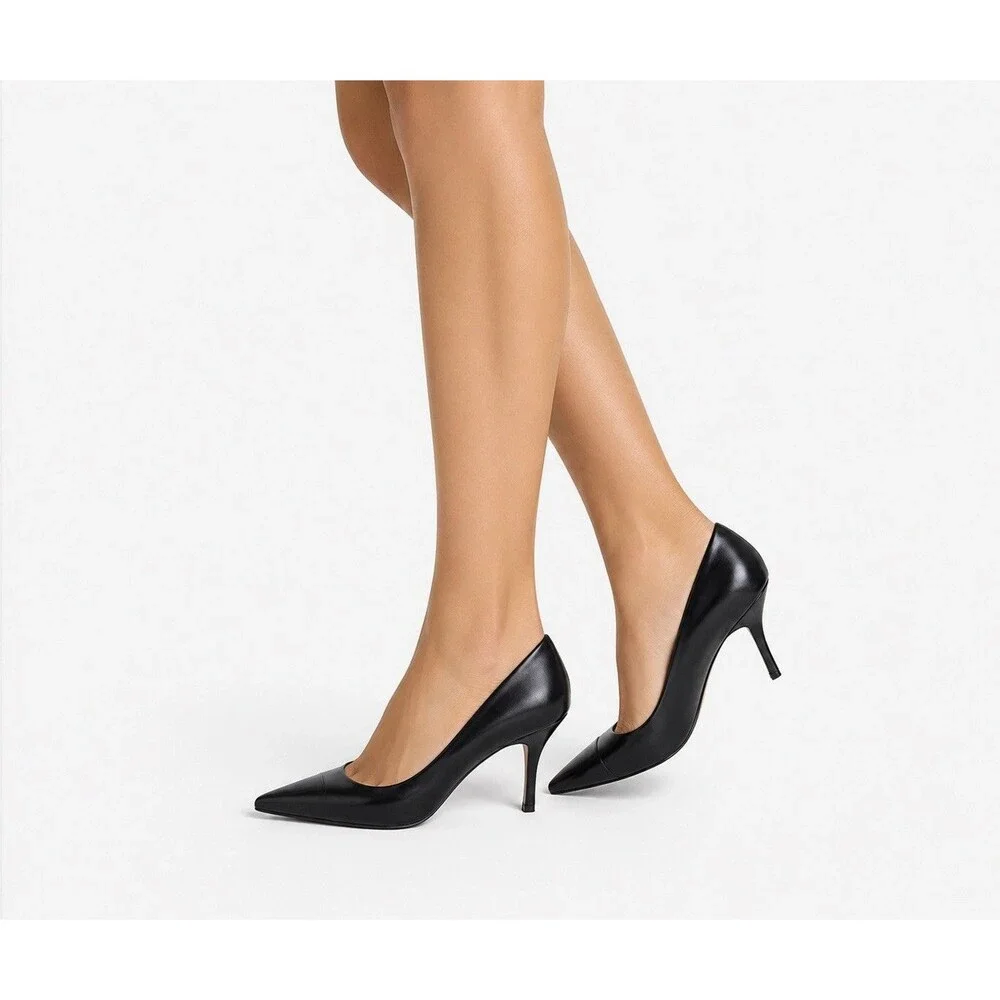 Tory Burch Penelope 85MM Cap-Toe Pump, Size 9 Black Leather New in Box